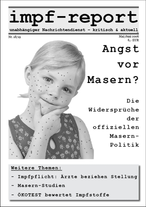 Cover der Masernausgabe der Zeitschrift "impf-report"